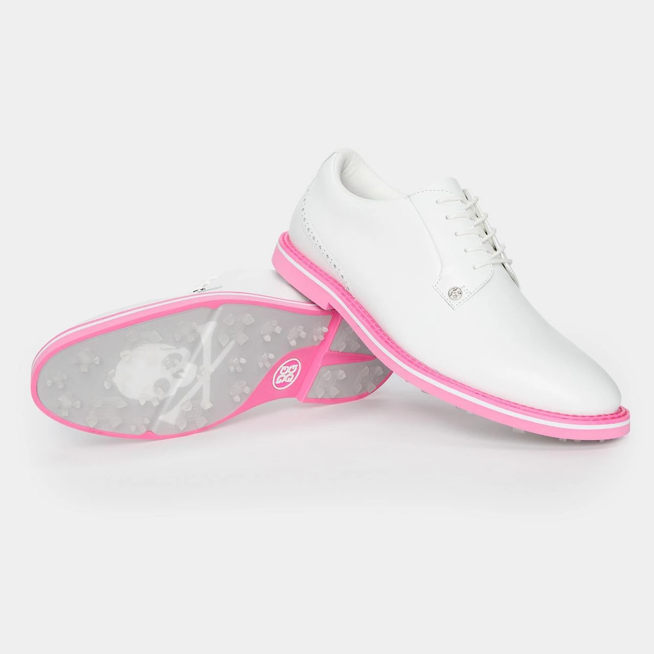 G/FORE Men's Brogue Heel Gallivanter Spikeless Golf Shoe - White/Pink - Image 6